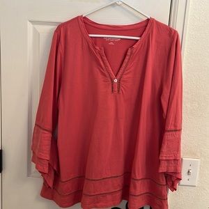 SOFT SURROUNDINGS Rose Color Tunic With Flared Sleeves size L
